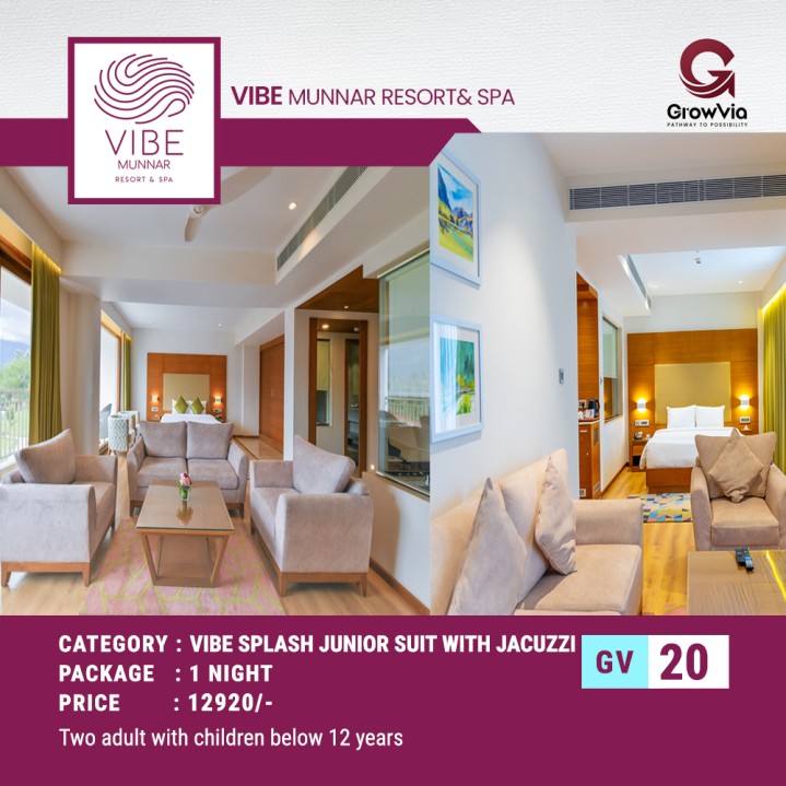 VIBE MUNNAR RESORT &SPA (VIBE SPLASH JUNIOR SUIT WITH JACUZZI) - 1 NIGHT
